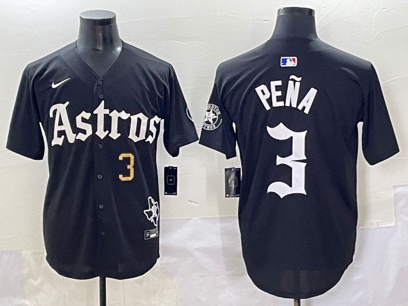Men 2025 Houston Astros 3 Pena Black Five generations Joint Name Nike MLB Jersey style 12